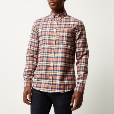 Orange check flannel shirt